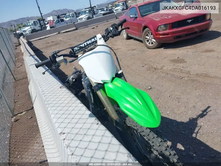 2013 Kawasaki Kx450 F VIN: JKAKXGFC4DA016193 Lot: 42650142