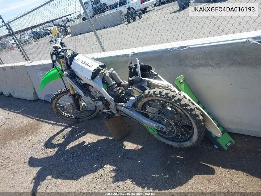2013 Kawasaki Kx450 F VIN: JKAKXGFC4DA016193 Lot: 42650142