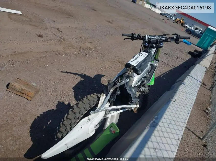 2013 Kawasaki Kx450 F VIN: JKAKXGFC4DA016193 Lot: 42650142