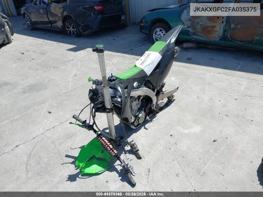 2015 Kawasaki Kx450 F VIN: JKAKXGFC2FA035375 Lot: 41378145