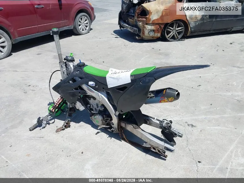 2015 Kawasaki Kx450 F VIN: JKAKXGFC2FA035375 Lot: 41378145