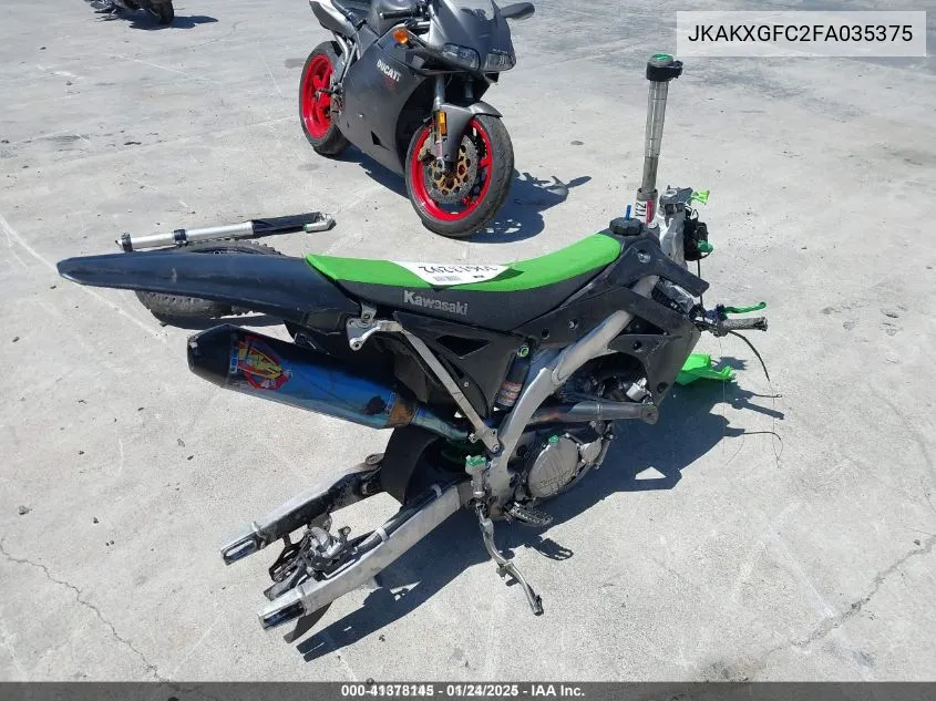 2015 Kawasaki Kx450 F VIN: JKAKXGFC2FA035375 Lot: 41378145
