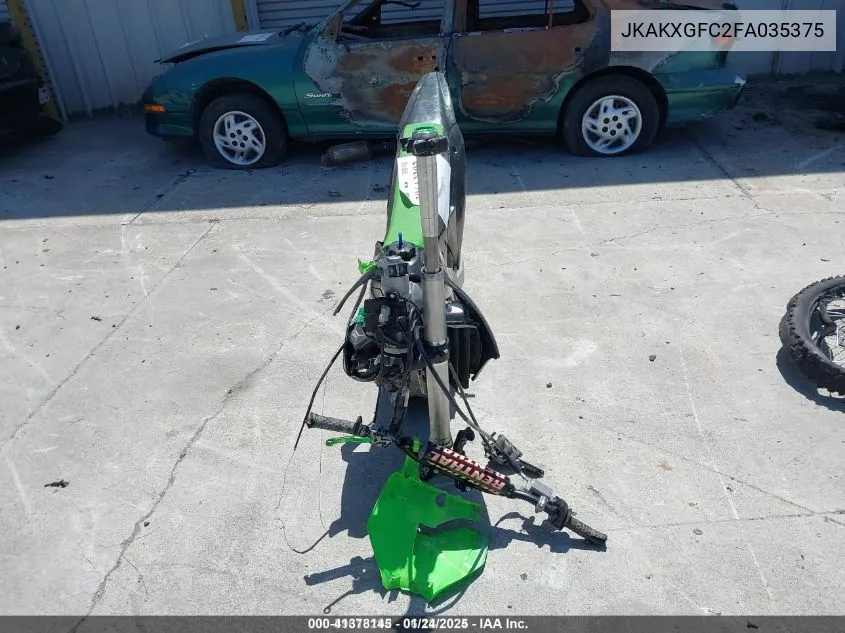 2015 Kawasaki Kx450 F VIN: JKAKXGFC2FA035375 Lot: 41378145
