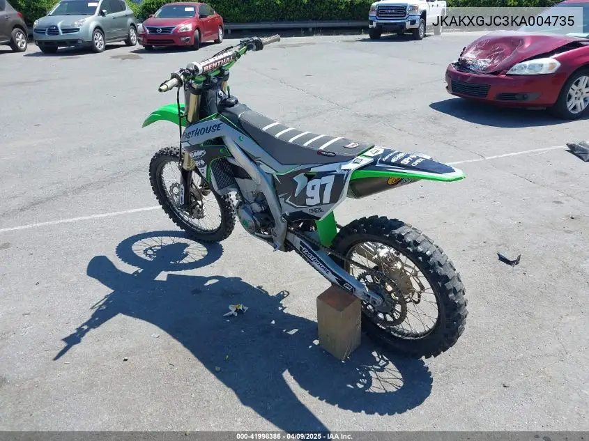 2019 Kawasaki Kx450 F VIN: JKAKXGJC3KA004735 Lot: 41998386
