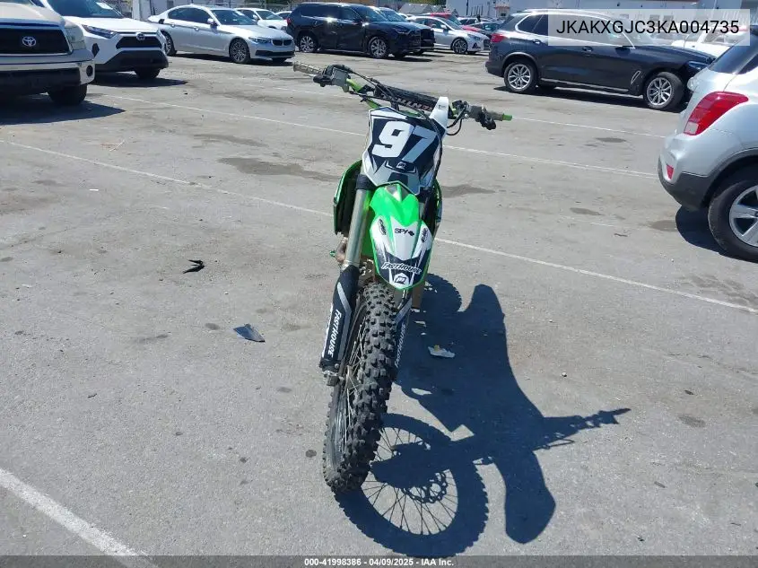2019 Kawasaki Kx450 F VIN: JKAKXGJC3KA004735 Lot: 41998386