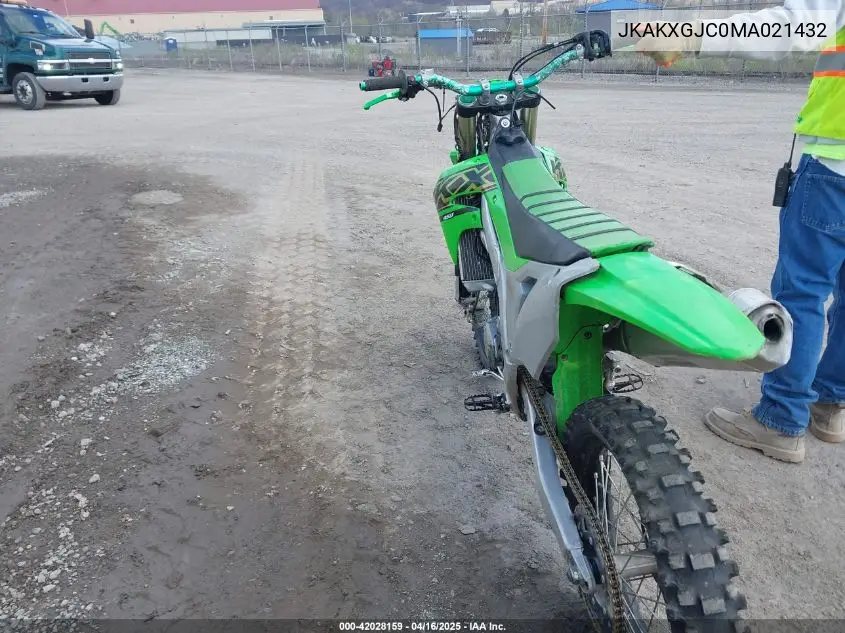 2021 Kawasaki Kx450 F VIN: JKAKXGJC0MA021432 Lot: 42028159