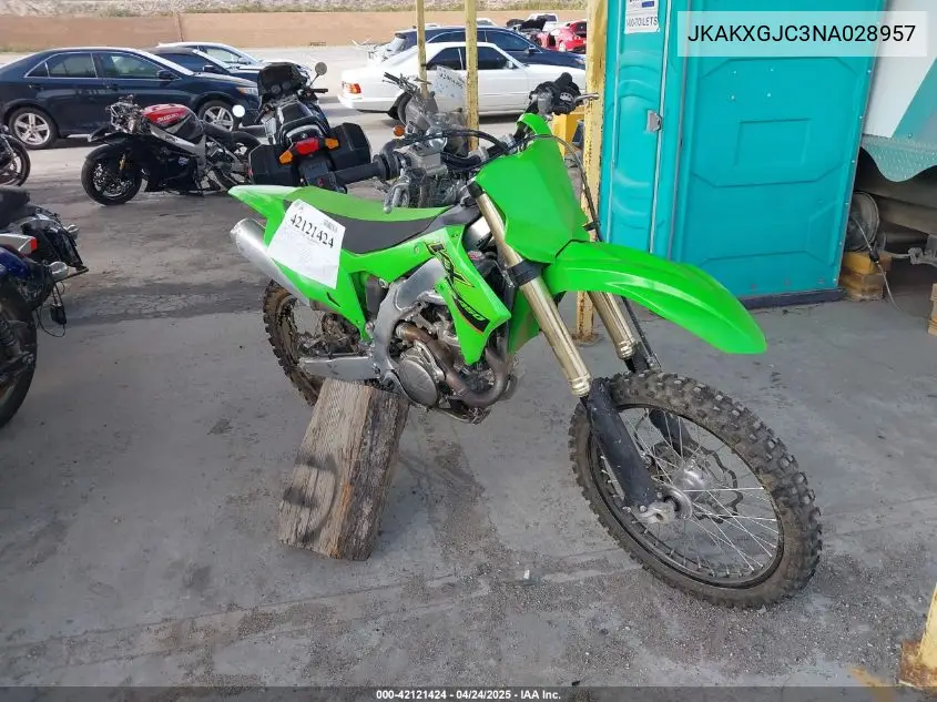 2022 Kawasaki Kx450 F VIN: JKAKXGJC3NA028957 Lot: 42121424