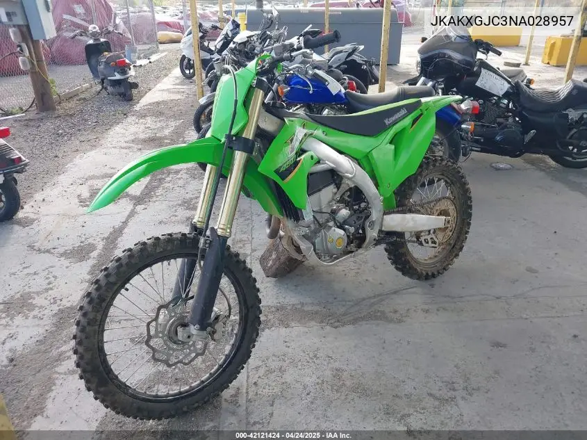 2022 Kawasaki Kx450 F VIN: JKAKXGJC3NA028957 Lot: 42121424