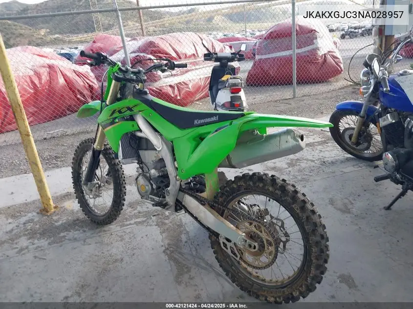 2022 Kawasaki Kx450 F VIN: JKAKXGJC3NA028957 Lot: 42121424