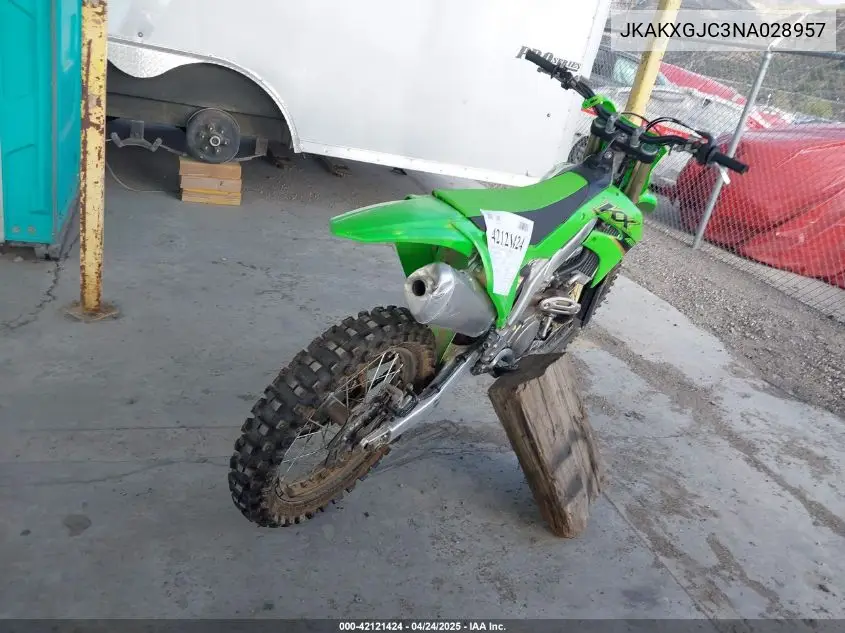 2022 Kawasaki Kx450 F VIN: JKAKXGJC3NA028957 Lot: 42121424