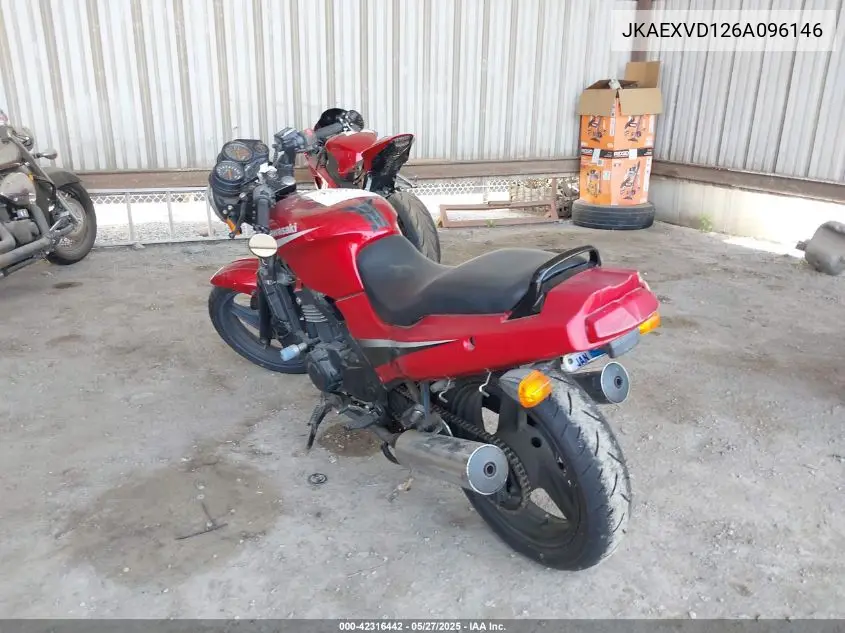 2006 Kawasaki Ex500 D VIN: JKAEXVD126A096146 Lot: 42316442