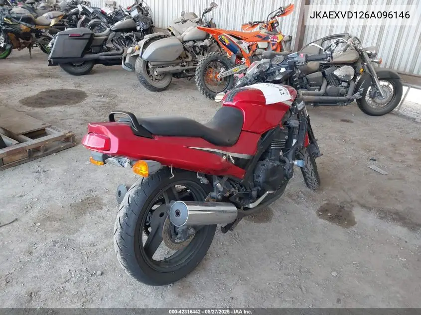 2006 Kawasaki Ex500 D VIN: JKAEXVD126A096146 Lot: 42316442