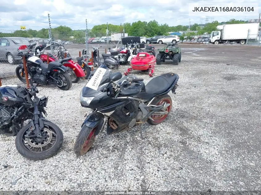 2008 Kawasaki Ex650 A VIN: JKAEXEA168A036104 Lot: 42321695
