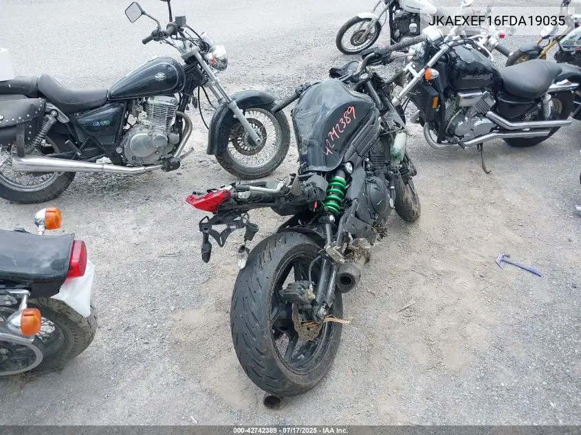 2015 Kawasaki Ex650 F VIN: JKAEXEF16FDA19035 Lot: 42742389