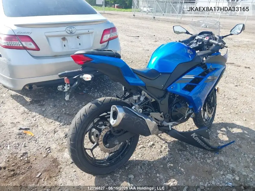 2017 Kawasaki Ex300 A VIN: JKAEX8A17HDA33165 Lot: 12316827