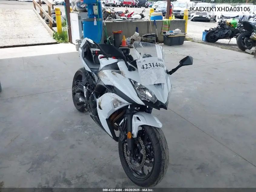 2017 Kawasaki Ex650 F VIN: JKAEXEK1XHDA03106 Lot: 42314468