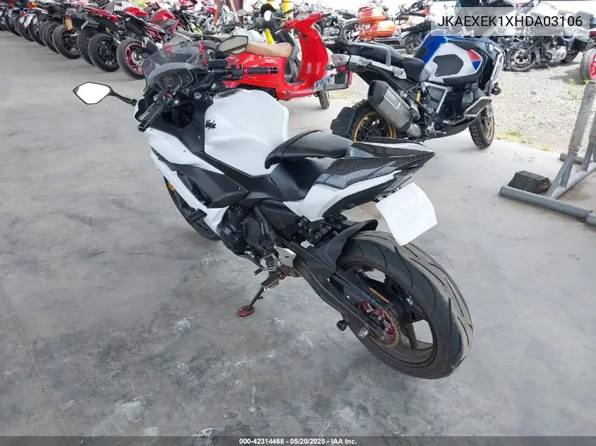 2017 Kawasaki Ex650 F VIN: JKAEXEK1XHDA03106 Lot: 42314468