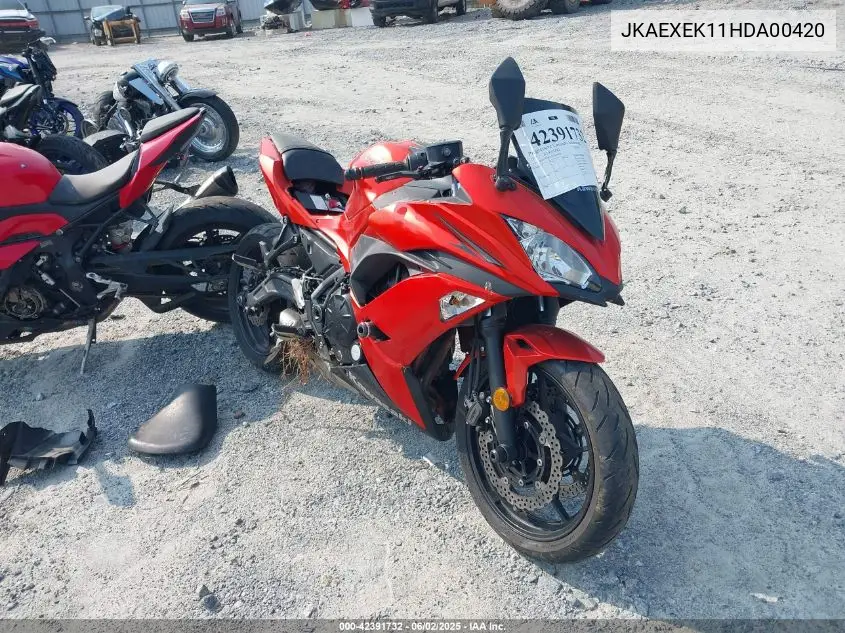 2017 Kawasaki Ex650 F VIN: JKAEXEK11HDA00420 Lot: 42391732