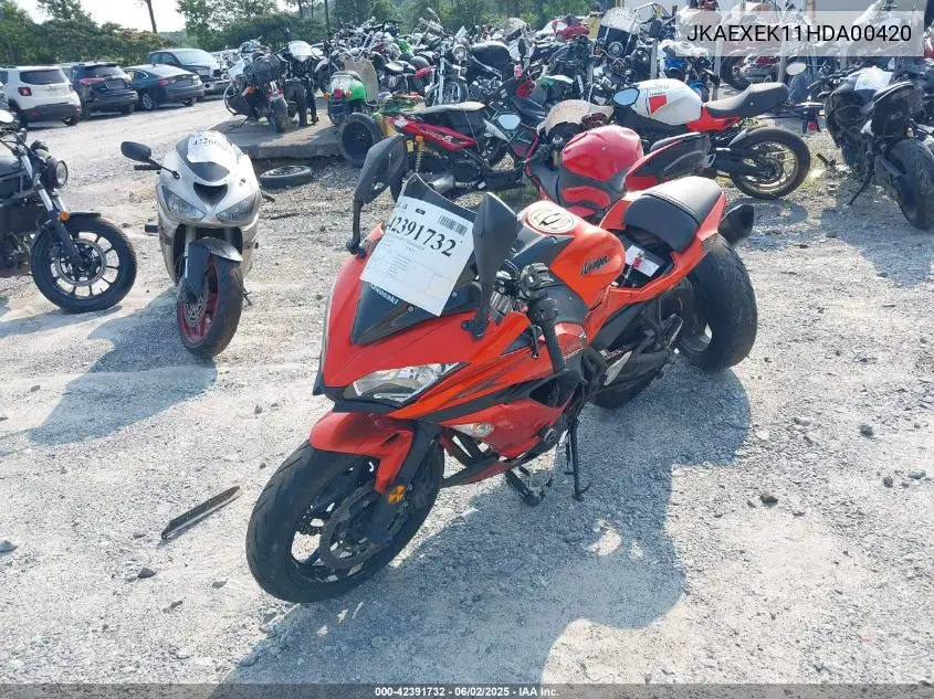 2017 Kawasaki Ex650 F VIN: JKAEXEK11HDA00420 Lot: 42391732