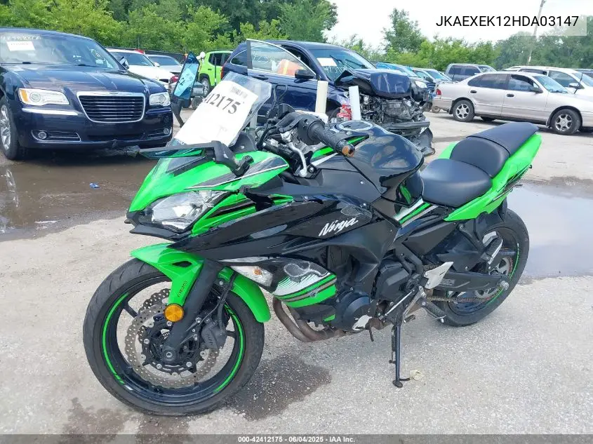 2017 Kawasaki Ex650 F VIN: JKAEXEK12HDA03147 Lot: 42412175