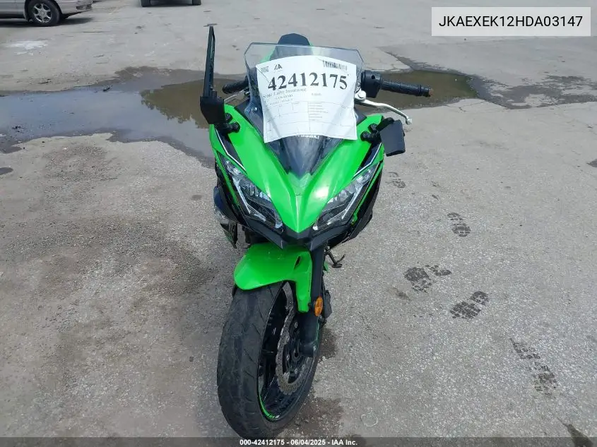 2017 Kawasaki Ex650 F VIN: JKAEXEK12HDA03147 Lot: 42412175