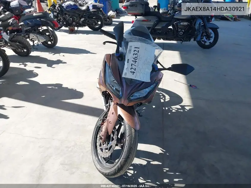2017 Kawasaki Ex300 A VIN: JKAEX8A14HDA30921 Lot: 42746321