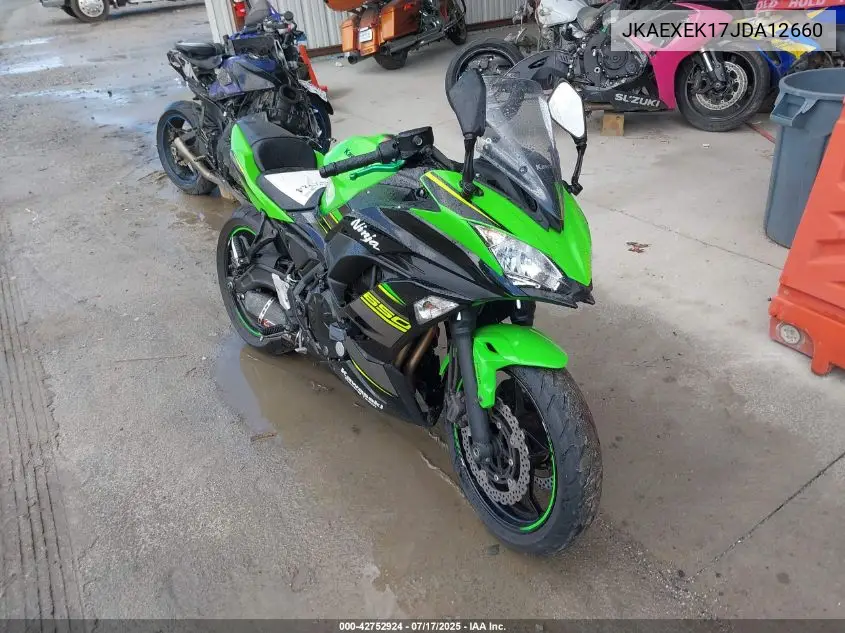 2018 Kawasaki Ex650 F VIN: JKAEXEK17JDA12660 Lot: 42752924
