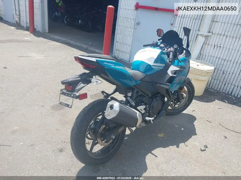2021 Kawasaki Ex400 VIN: JKAEXKH12MDAA0650 Lot: 42807922