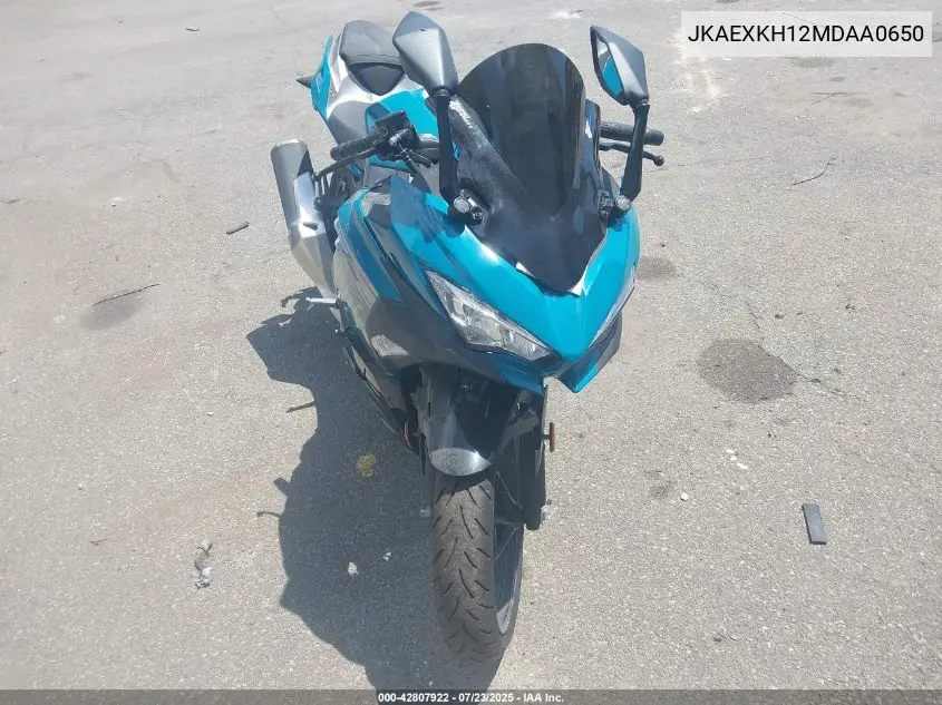 2021 Kawasaki Ex400 VIN: JKAEXKH12MDAA0650 Lot: 42807922