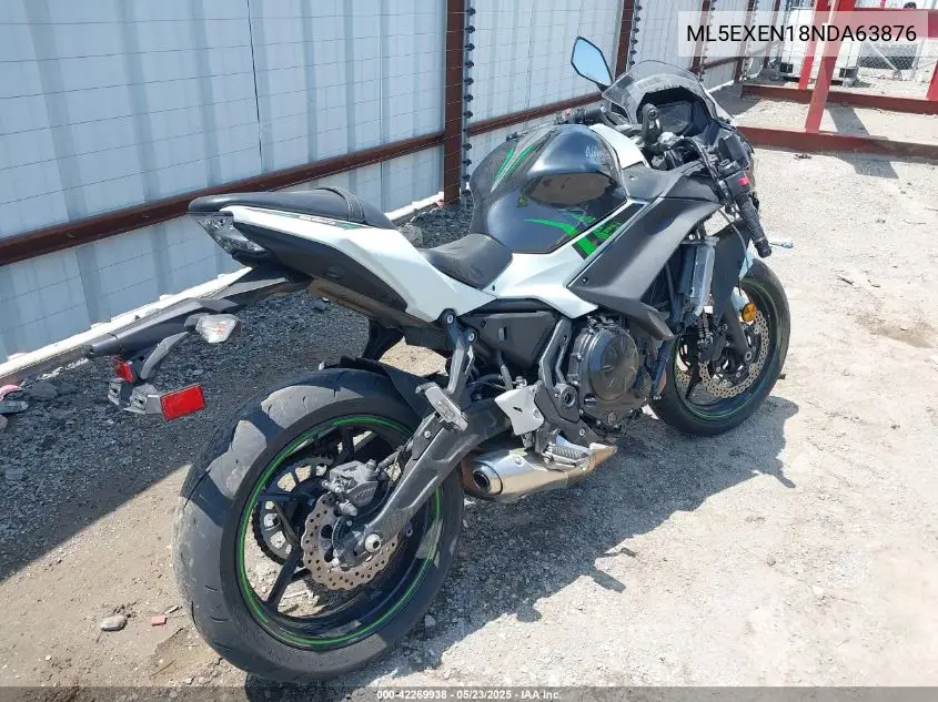 2022 Kawasaki Ex650 N VIN: ML5EXEN18NDA63876 Lot: 42269938