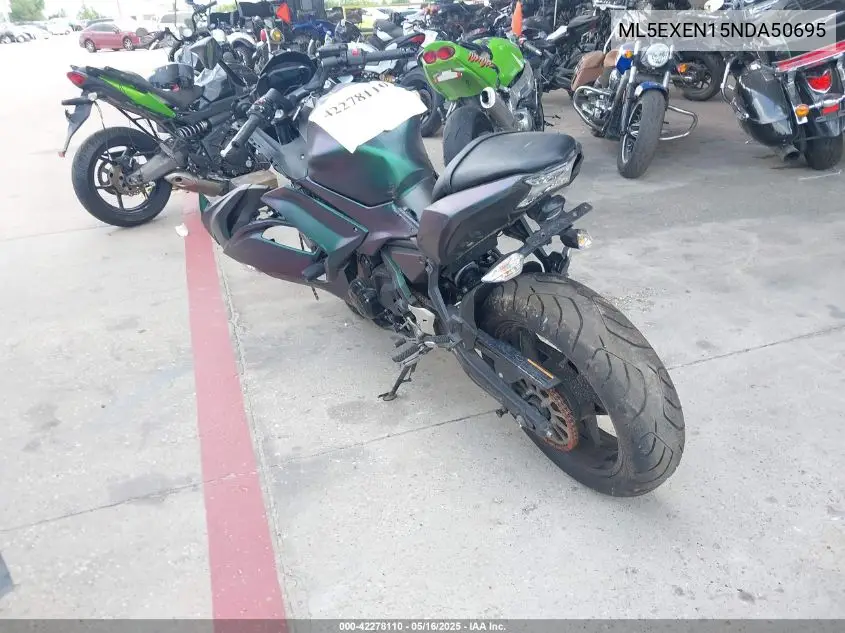 2022 Kawasaki Ex650 N VIN: ML5EXEN15NDA50695 Lot: 42278110