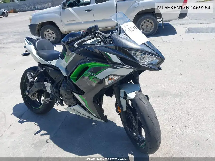 2022 Kawasaki Ex650 N VIN: ML5EXEN17NDA69264 Lot: 42317415