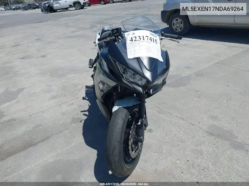 2022 Kawasaki Ex650 N VIN: ML5EXEN17NDA69264 Lot: 42317415