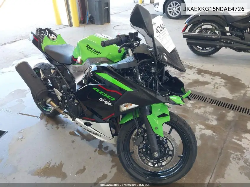 2022 Kawasaki Ex400 VIN: JKAEXKG15NDAE4726 Lot: 42643002