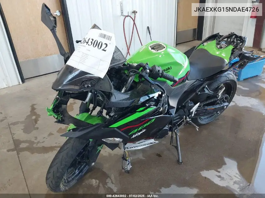 2022 Kawasaki Ex400 VIN: JKAEXKG15NDAE4726 Lot: 42643002