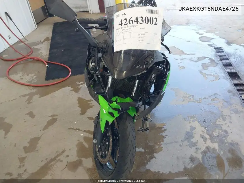 2022 Kawasaki Ex400 VIN: JKAEXKG15NDAE4726 Lot: 42643002