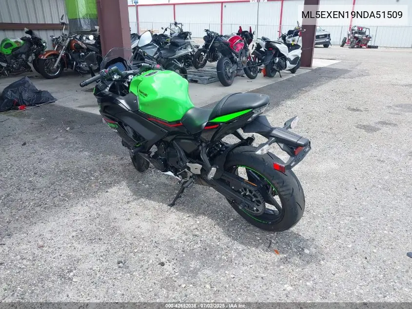 2022 Kawasaki Ex650 N VIN: ML5EXEN19NDA51509 Lot: 42652038
