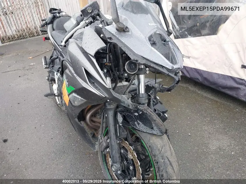 2023 Kawasaki Ex650 P VIN: ML5EXEP15PDA99671 Lot: 40002013