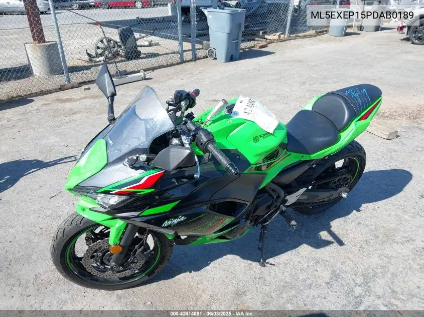 2023 Kawasaki Ex650 P VIN: ML5EXEP15PDAB0189 Lot: 42414881