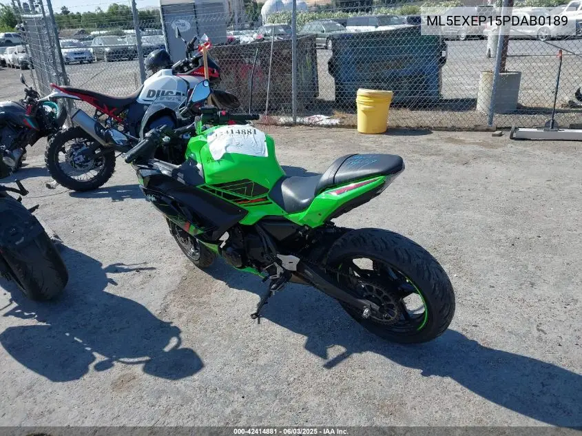 2023 Kawasaki Ex650 P VIN: ML5EXEP15PDAB0189 Lot: 42414881