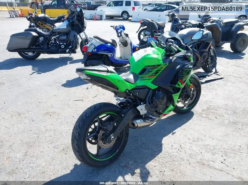 2023 Kawasaki Ex650 P VIN: ML5EXEP15PDAB0189 Lot: 42414881