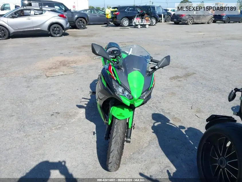 2023 Kawasaki Ex650 P VIN: ML5EXEP15PDAB0189 Lot: 42414881