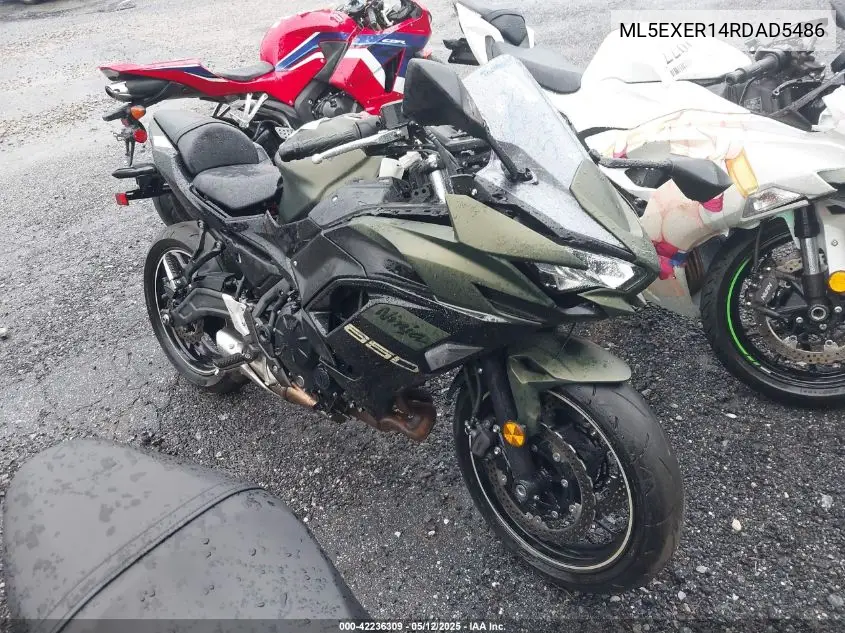 2024 Kawasaki Ex650 R VIN: ML5EXER14RDAD5486 Lot: 42236309