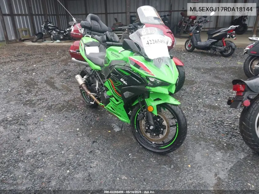 2024 Kawasaki Ex500 A/B VIN: ML5EXGJ17RDA18144 Lot: 42265498