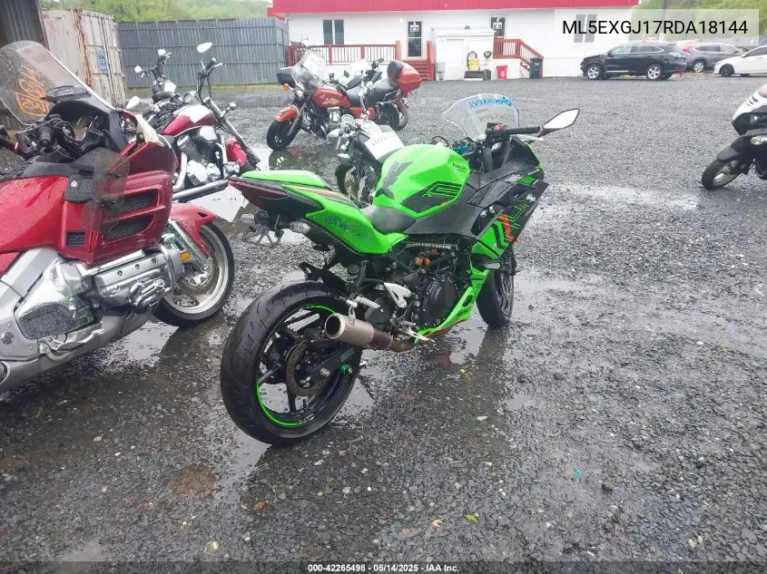2024 Kawasaki Ex500 A/B VIN: ML5EXGJ17RDA18144 Lot: 42265498