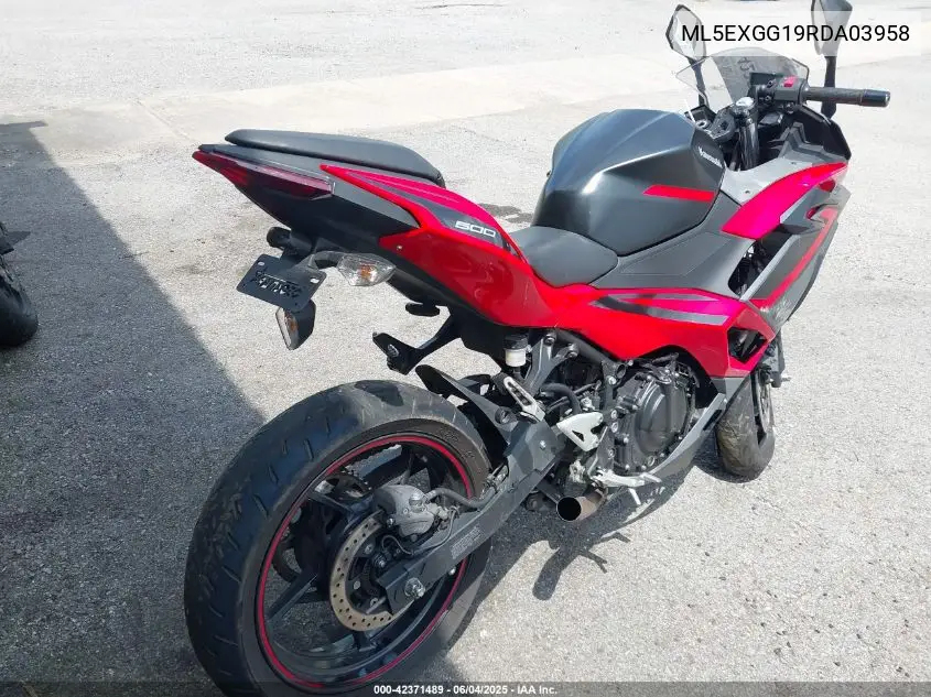 2024 Kawasaki Ex500 VIN: ML5EXGG19RDA03958 Lot: 42371489