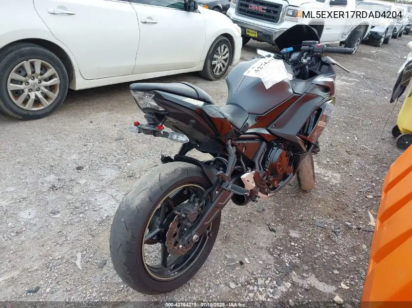 2024 Kawasaki Ex650 R VIN: ML5EXER17RDAD4204 Lot: 42764279