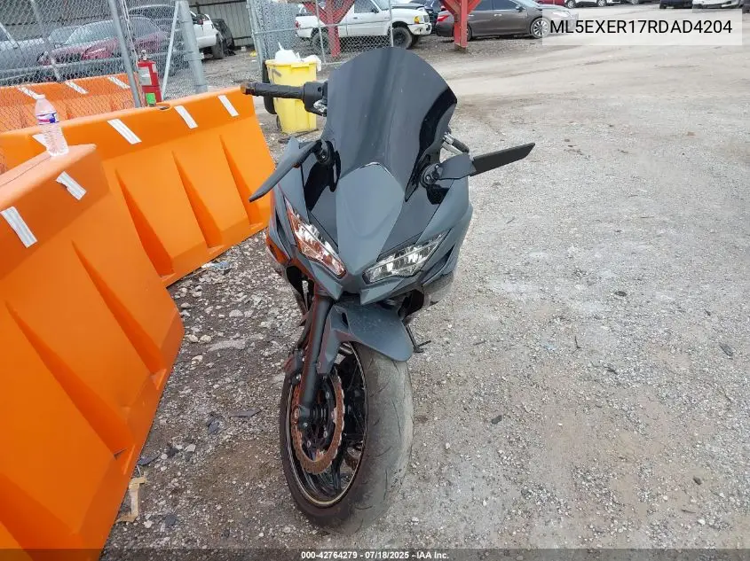 2024 Kawasaki Ex650 R VIN: ML5EXER17RDAD4204 Lot: 42764279