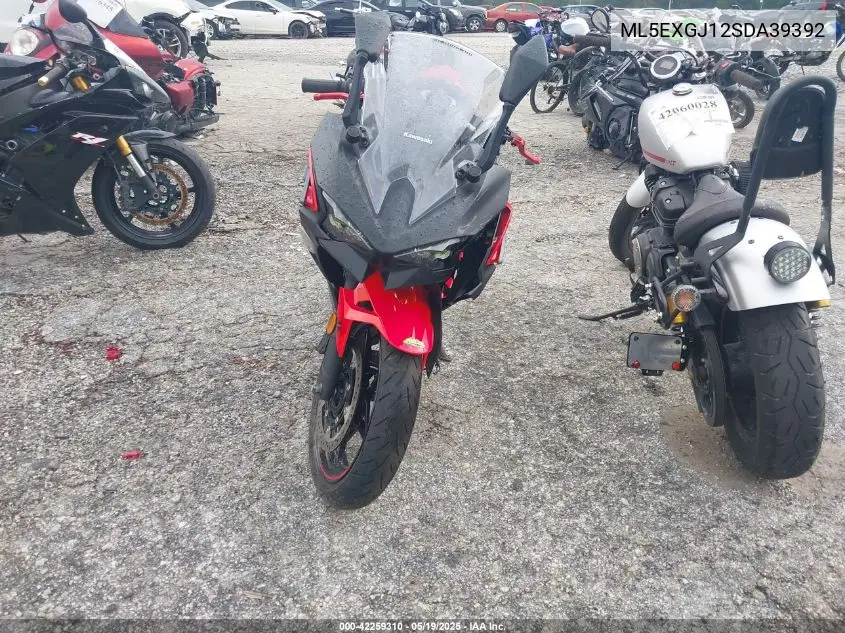 2025 Kawasaki Ex500 A/B VIN: ML5EXGJ12SDA39392 Lot: 42259310