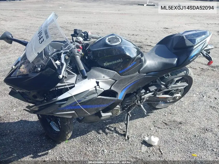 2025 Kawasaki Ex500 A/B VIN: ML5EXGJ14SDA52094 Lot: 42334943
